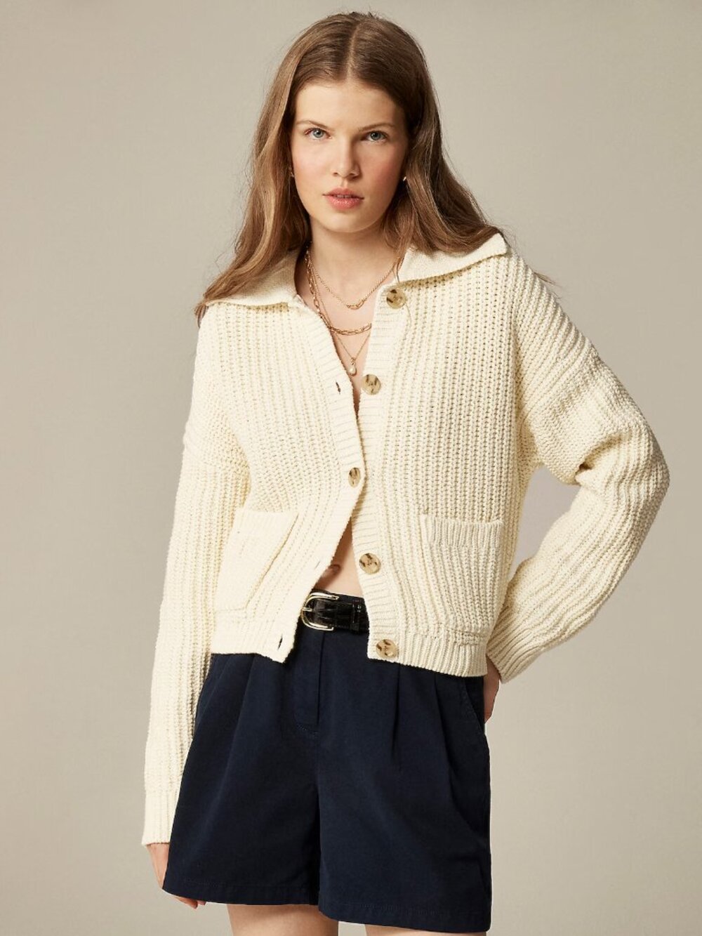 J.Crew Collared crewneck cardigan (M)